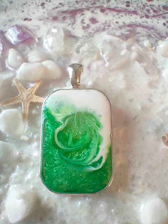 Green and White Swirly Pendant