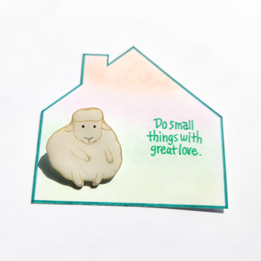 Hand-painted Shrink Plastic Brooch with hand-coloured card