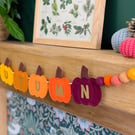 Felt Autumn Pumpkin Garland with Wool Felt Balls - Autumn Colours Gourd Bunting 