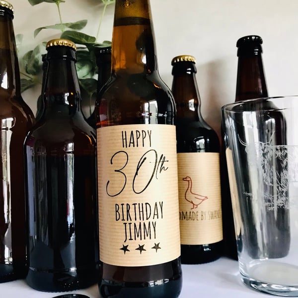Personalised happy birthday beer label, birthday beer label, milestone birthday
