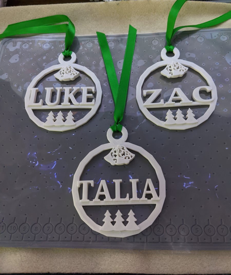 Personalised 3d printed Christmas decoration baubles
