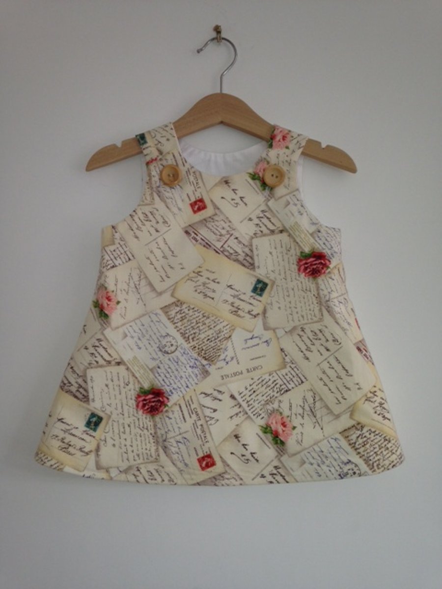 vintage postcard print dress 6-12 month