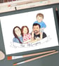 A5 Custom Watercolour Family Portrait with Banner