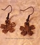 Copper Textured Flower Earrings - Image 3