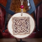 Pyrography Celtic knotwork wood slice hanging decoration