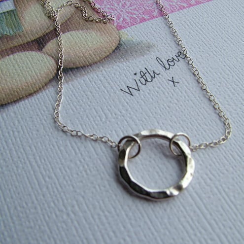 RING NECKLACE ON STERLING SILVER CHAIN - FREE SHIPPING WORLDWIDE