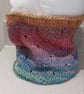 Handknit Cotton blend Circular Eyelet Cowl in pastel rainbow  - Image 6