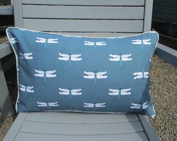 Sophie Allport Dragonfly  Cushion with Grey Piping