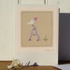 Letter A hand-stitched alphabet card, baby, Christening, first birthday