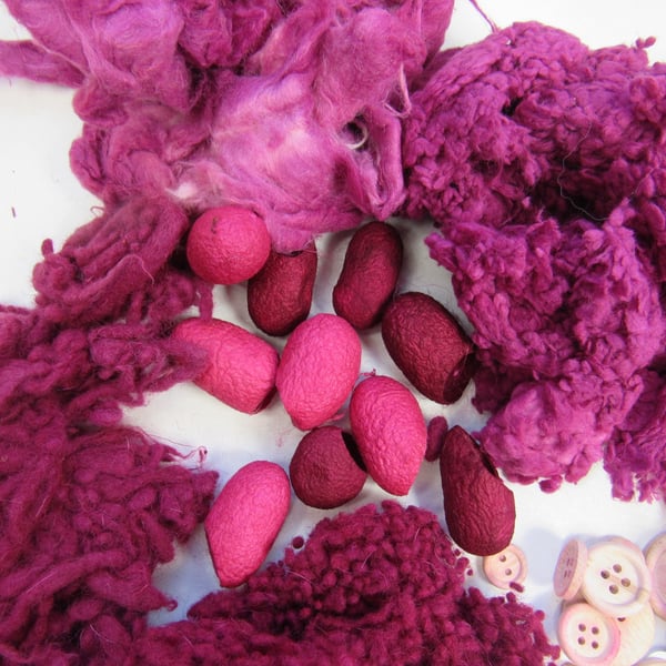 Natural Dye Cochineal Pink Red Mixed Natural Fibre Texture Craft Pack