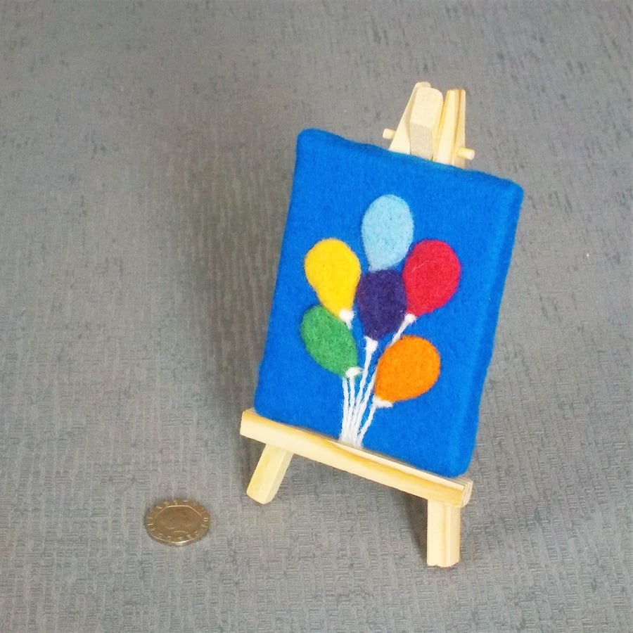 Balloons felt picture miniature textile artwork fun little gift