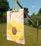 SOLDPeg bag with bright patchwork sunflower. Shoulder strap Fully lined