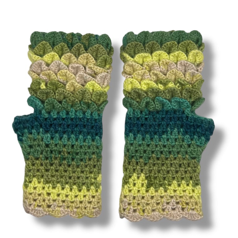 Crocheted Fingerless Dragon Scale Gloves