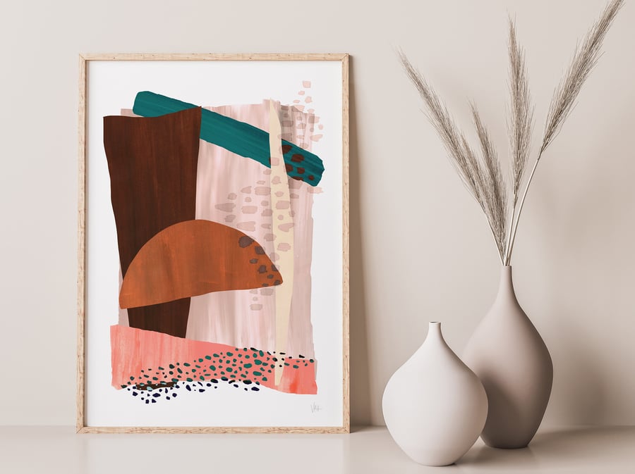 Brown Tones Abstract Shapes Art Print