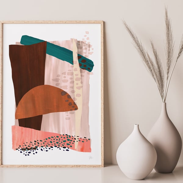 Brown Tones Abstract Shapes Art Print