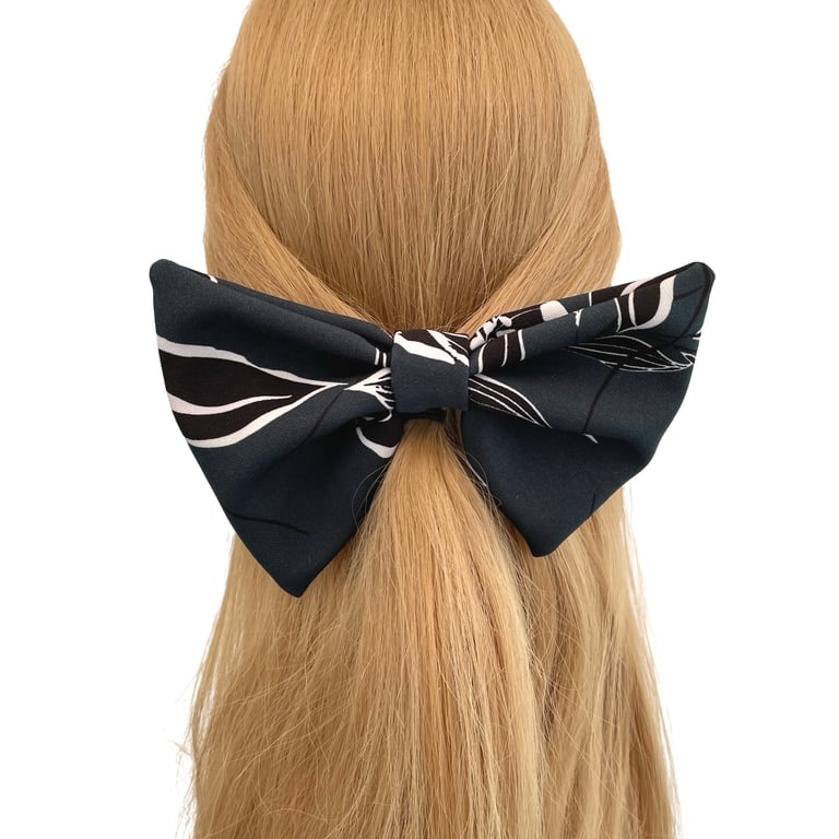 Dark Green Black Bow with Alligator Clip for Girls Women Eco-Friendly Hair 