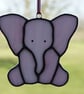 Stained Glass Pink Sitting Baby Elephant Suncatcher - Image 5
