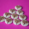 15mm Wooden Heart Tree Blossom Buttons Multicoloured 10pk Leaves (ST16)