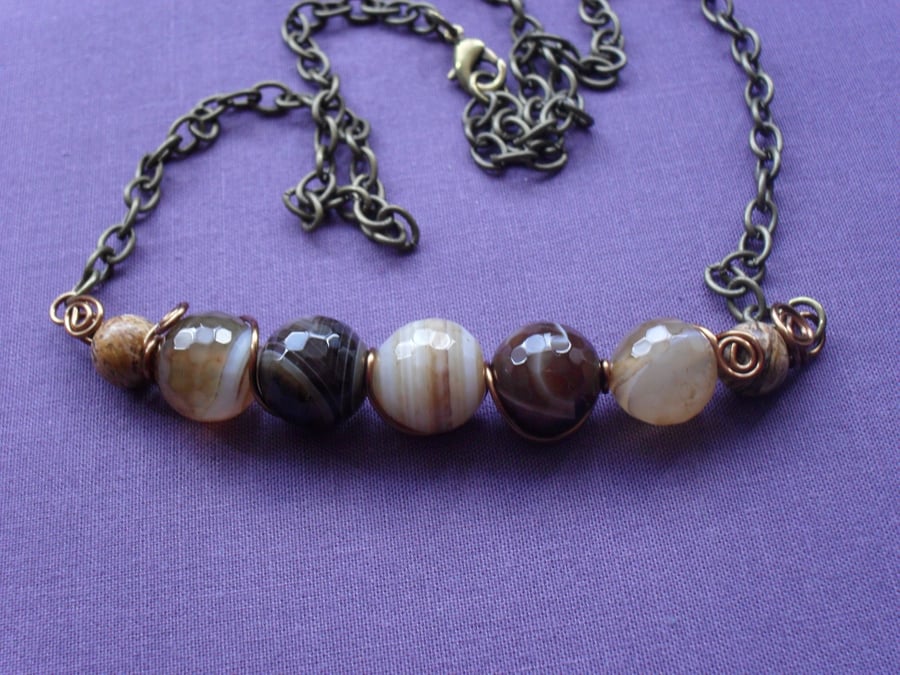 Shades of Brown Bar Necklace