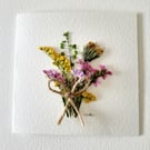 Handmade 'Floral Bouquet' Pressed Flower Blank Greeting Card