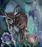 Baby Fawn with Flowers