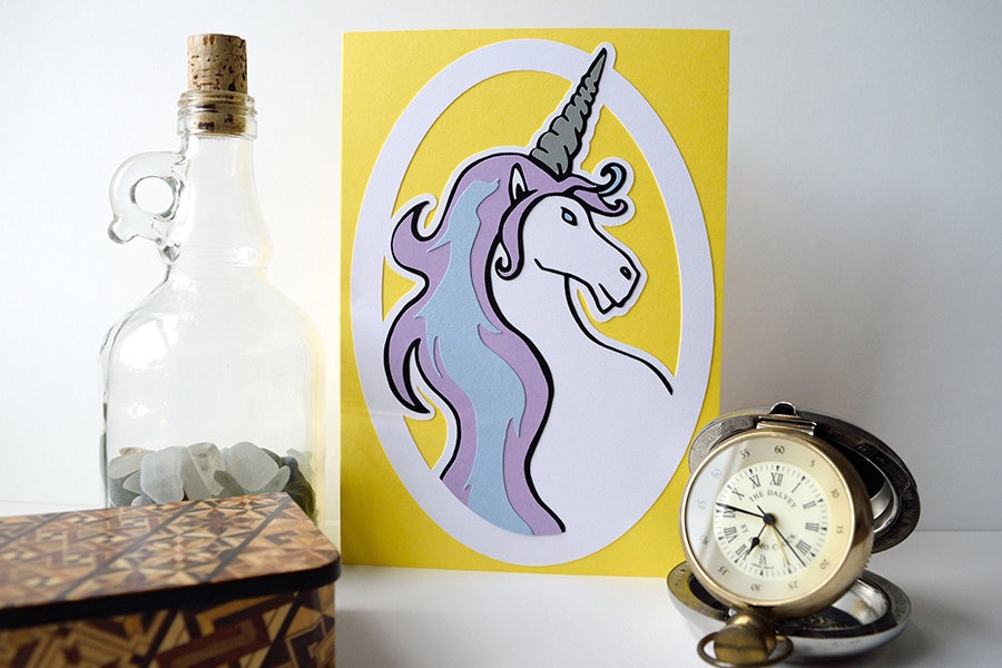 Paper Cut Art Unicorn Card