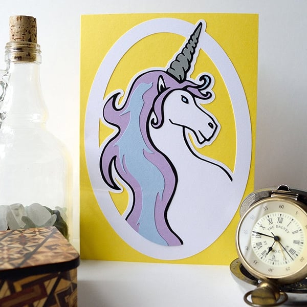 Paper Cut Art Unicorn Card