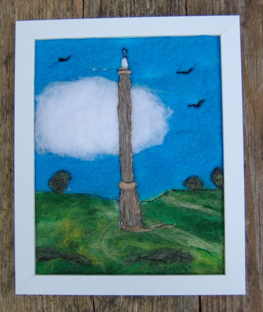 Textile art picture Emley Moor Tower, Yorkshire Landscape, West Yorkshire Scene