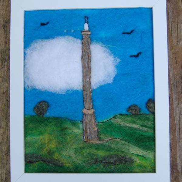 Textile art picture Emley Moor Tower, Yorkshire Landscape, West Yorkshire Scene