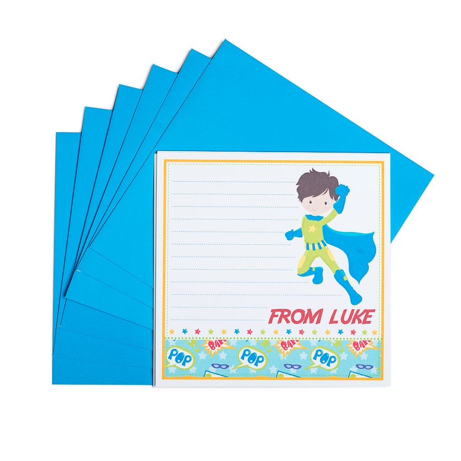 Personalised Superhero Supergirl Notecards - pack of 6