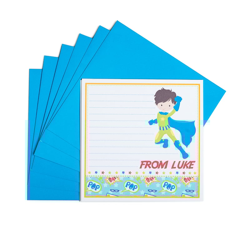Personalised Superhero Supergirl Notecards - pack of 6