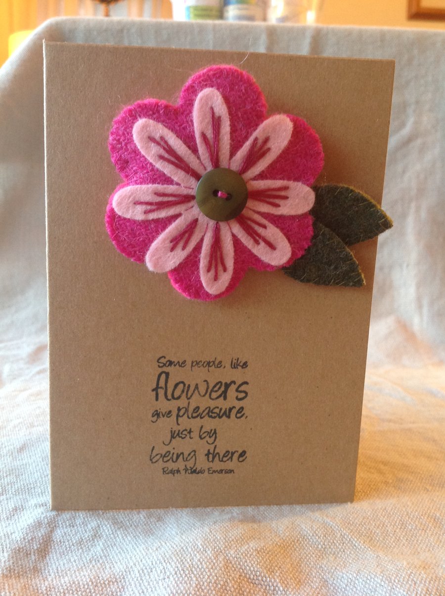 A6 kraft card with hand made brooch in Harris Tweed and felt