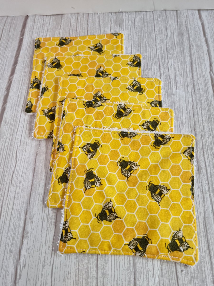 Reusable make-up wipes  - yellow bees