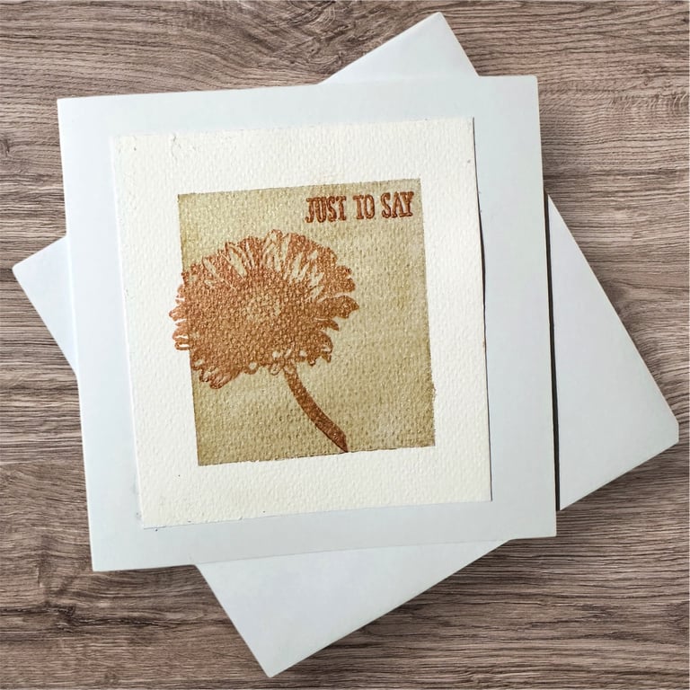 Watercolour blank card, flower, metallic shimmer, floral, Hand painted