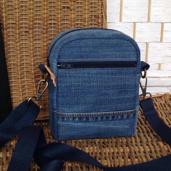 Recycled denim crossbody  phone bag