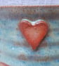 Handmade mug coffee tea cup hand thrown stoneware ceramic heart detail - Image 2