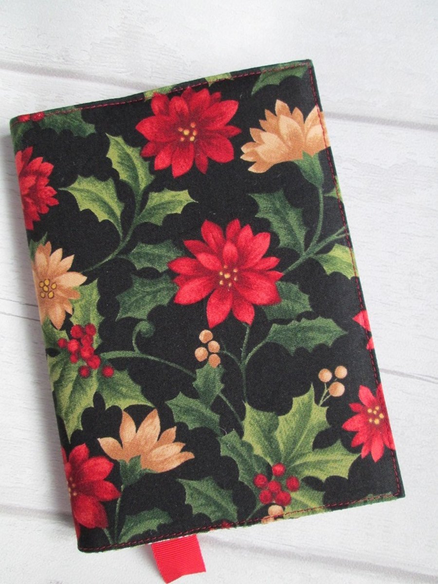 A6 Holly & Poinsettia Christmas Shopping Reusable Notebook Cover