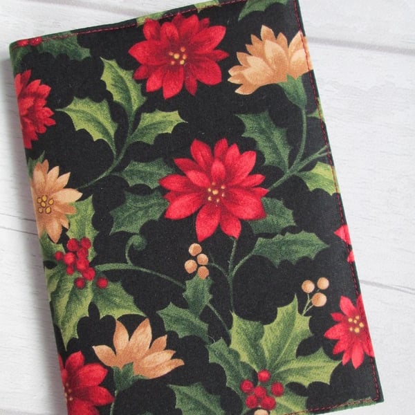 A6 Holly & Poinsettia Christmas Shopping Reusable Notebook Cover