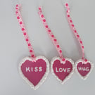 Valentine Hearts 3 Message Hanging Heart Decorations