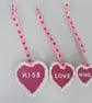 Valentine Hearts 3 Message Hanging Heart Decorations