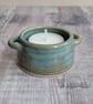 Perfectly imperfect Ceramic tealight holder with turquoise glaze