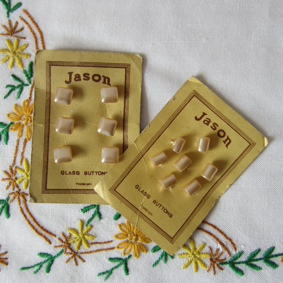 SALE 2 Cards of Vintage Glass Buttons