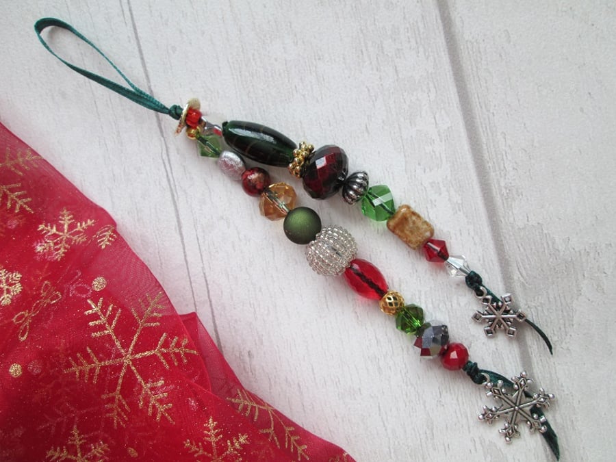 SOLD - Beaded Christmas Tree Decoration
