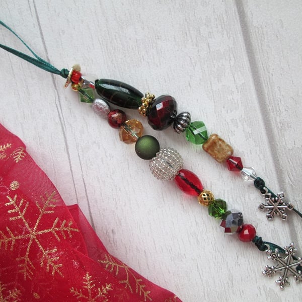 SOLD - Beaded Christmas Tree Decoration
