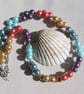 Shell Pearl Statement Beaded Vibrant Multi-Coloured Necklace "Rainbow" - Image 1