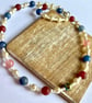 Winter Berry - Red, Blue and Pearl Frosted Glass Statement Necklace - Image 2