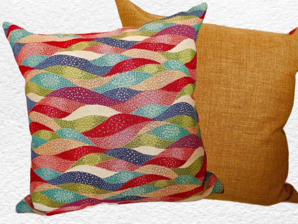 Cushion Cover: Tapestry Waves design Gold reverse 17 (43cm)