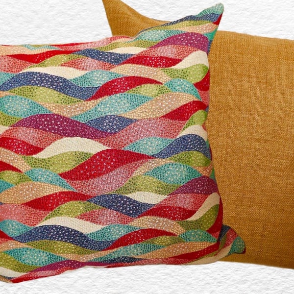 Cushion Cover: Tapestry Waves design Gold reverse 17 (43cm)