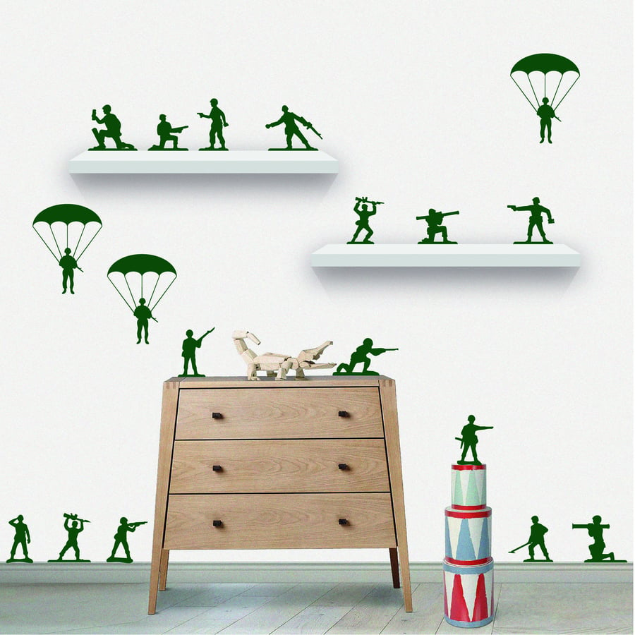 x22 ARMY TOY SOLDIERS Pack - Removable Vinyl Wall Decal Stickers Home Decor Art