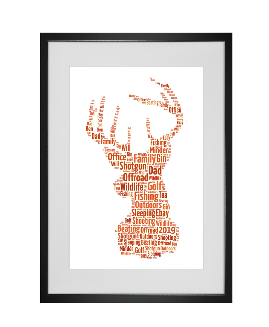 Personalised Stag Design Word Art Gifts 